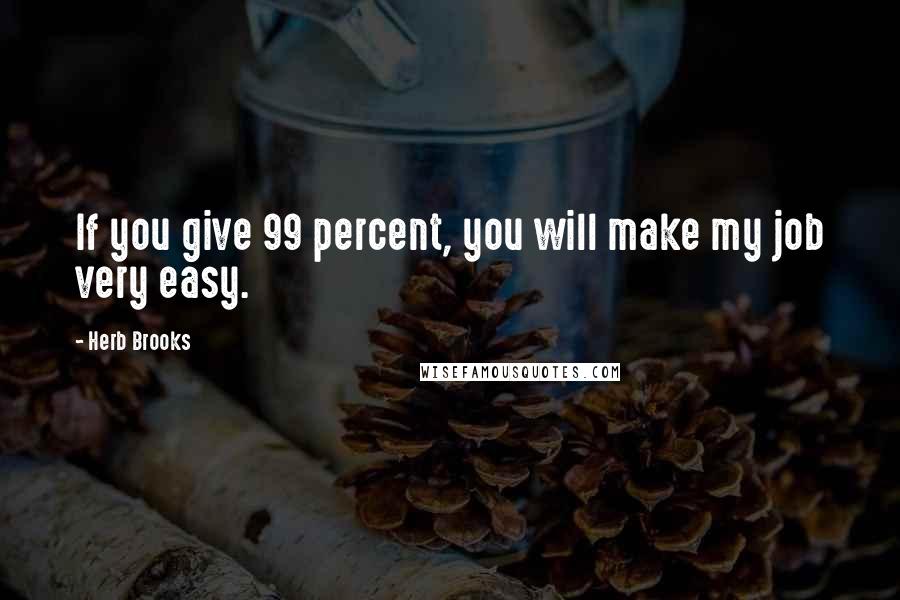 Herb Brooks Quotes: If you give 99 percent, you will make my job very easy.