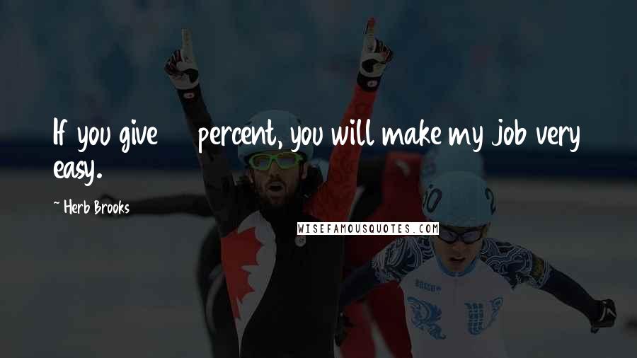 Herb Brooks Quotes: If you give 99 percent, you will make my job very easy.