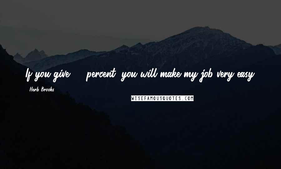 Herb Brooks Quotes: If you give 99 percent, you will make my job very easy.