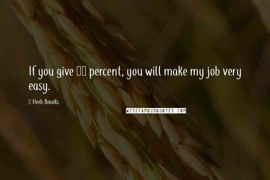 Herb Brooks Quotes: If you give 99 percent, you will make my job very easy.