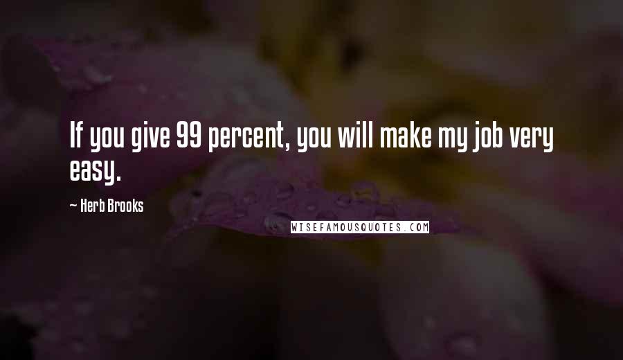 Herb Brooks Quotes: If you give 99 percent, you will make my job very easy.