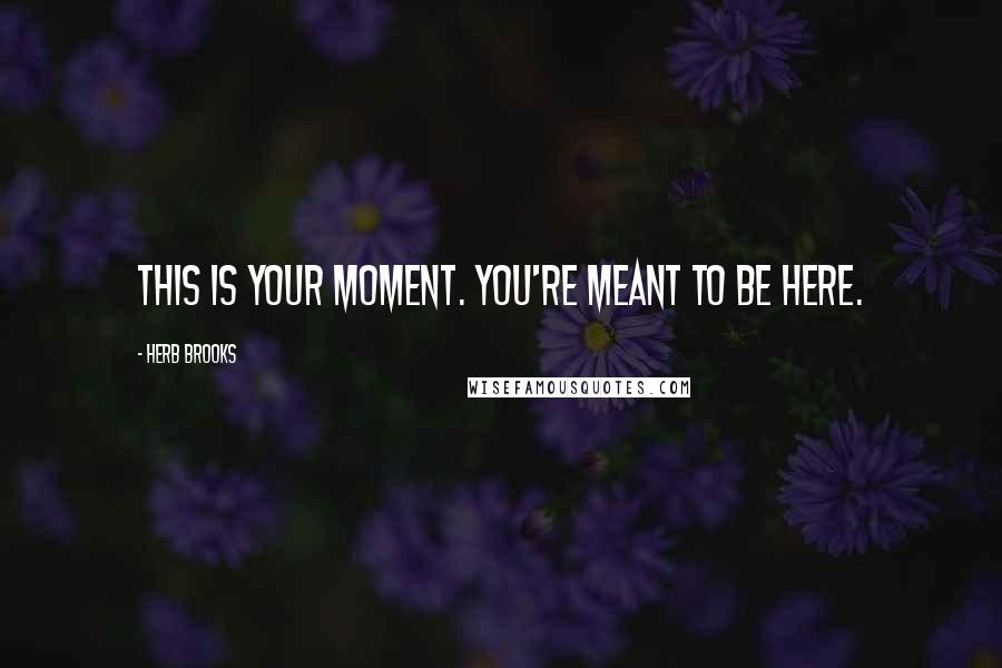 Herb Brooks Quotes: This is your moment. You're meant to be here.