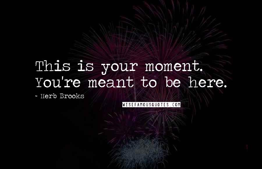 Herb Brooks Quotes: This is your moment. You're meant to be here.