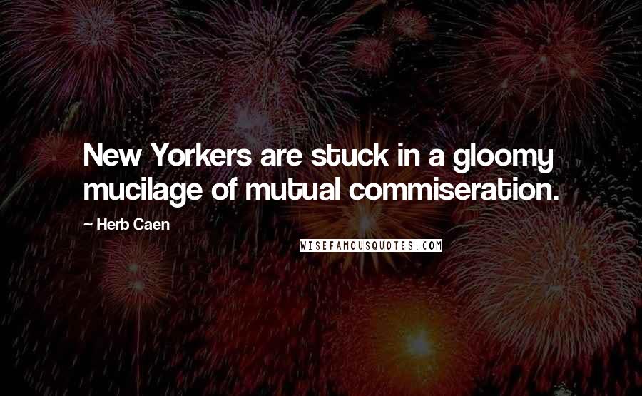 Herb Caen Quotes: New Yorkers are stuck in a gloomy mucilage of mutual commiseration.