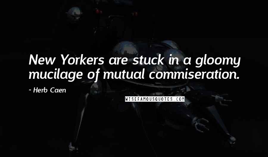 Herb Caen Quotes: New Yorkers are stuck in a gloomy mucilage of mutual commiseration.