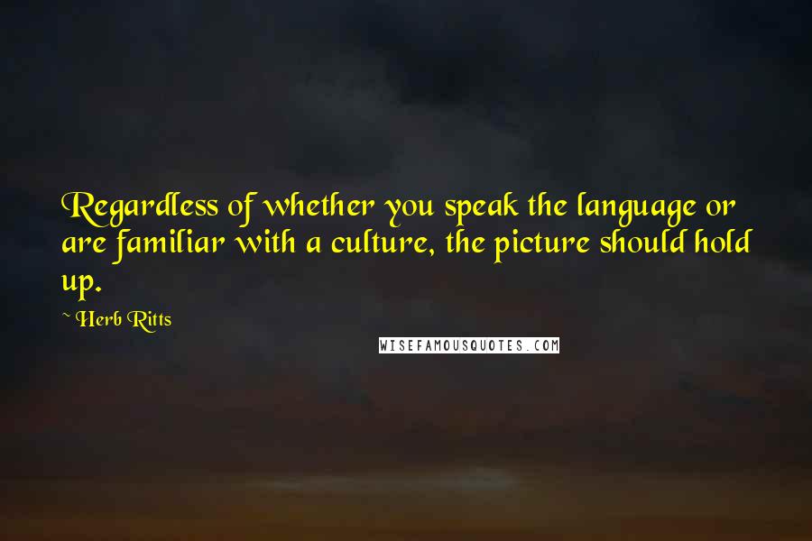 Herb Ritts Quotes: Regardless of whether you speak the language or are familiar with a culture, the picture should hold up.