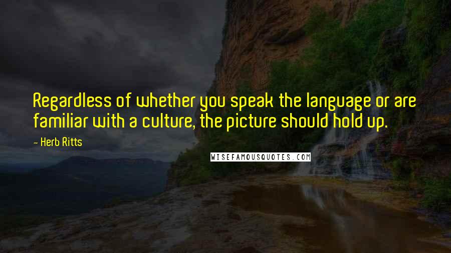 Herb Ritts Quotes: Regardless of whether you speak the language or are familiar with a culture, the picture should hold up.