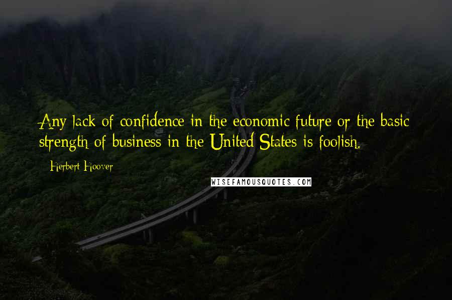 Herbert Hoover Quotes: Any lack of confidence in the economic future or the basic strength of business in the United States is foolish.