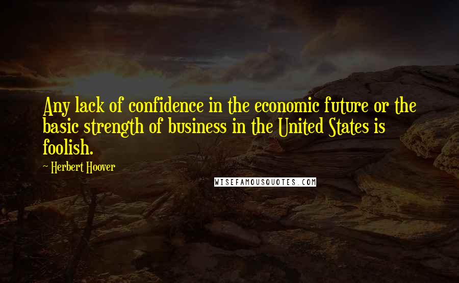 Herbert Hoover Quotes: Any lack of confidence in the economic future or the basic strength of business in the United States is foolish.