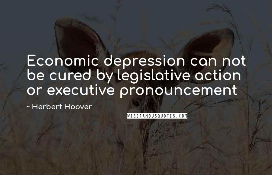 Herbert Hoover Quotes: Economic depression can not be cured by legislative action or executive pronouncement