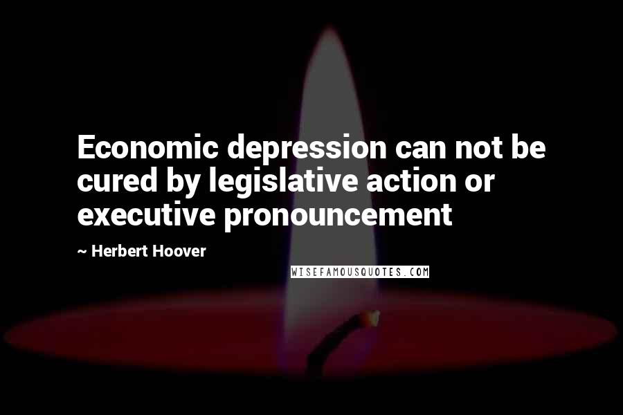 Herbert Hoover Quotes: Economic depression can not be cured by legislative action or executive pronouncement