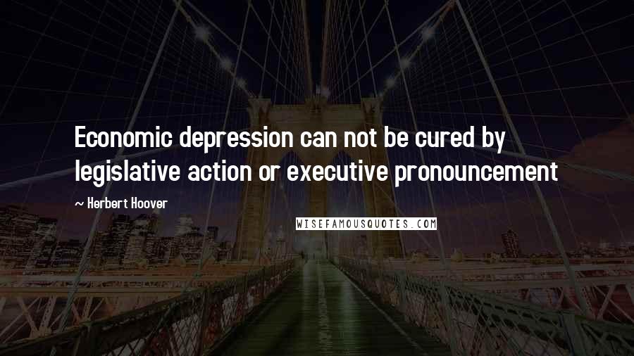 Herbert Hoover Quotes: Economic depression can not be cured by legislative action or executive pronouncement