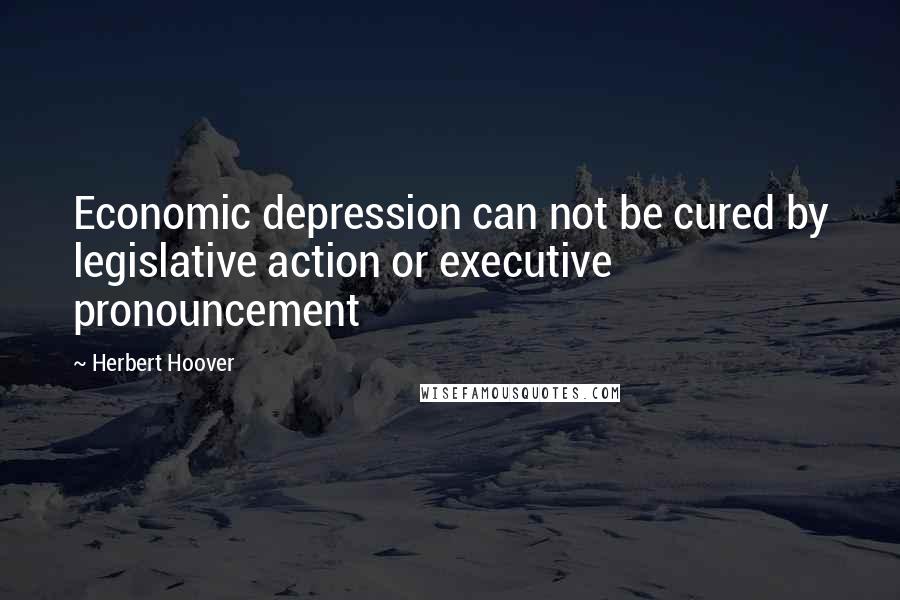 Herbert Hoover Quotes: Economic depression can not be cured by legislative action or executive pronouncement