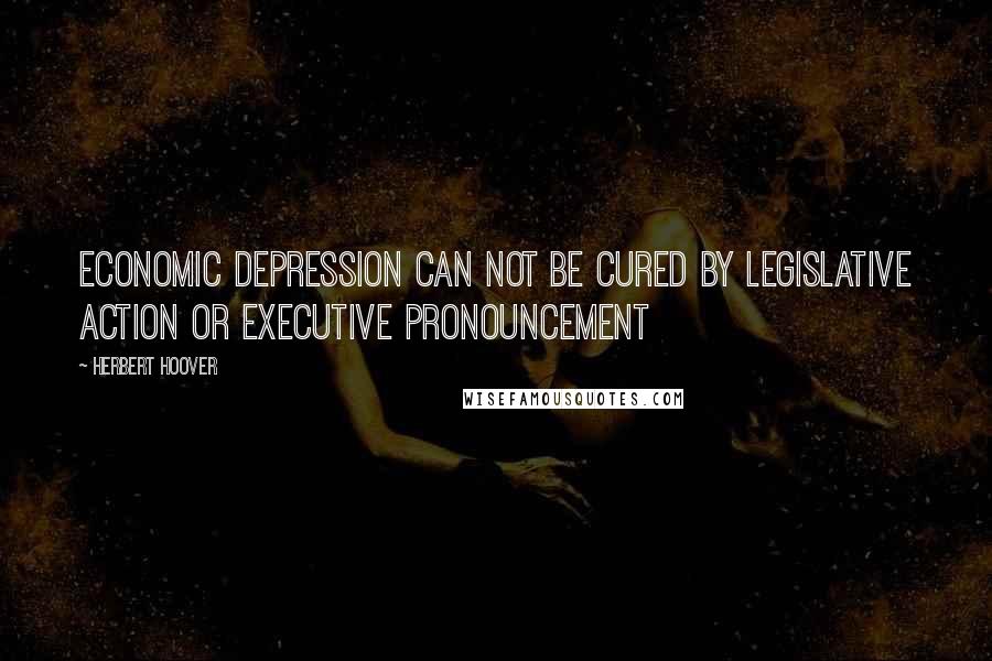 Herbert Hoover Quotes: Economic depression can not be cured by legislative action or executive pronouncement