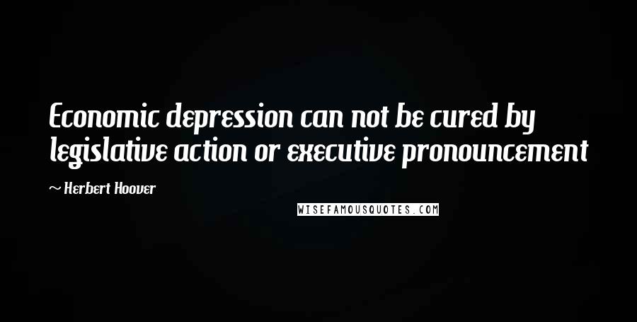 Herbert Hoover Quotes: Economic depression can not be cured by legislative action or executive pronouncement