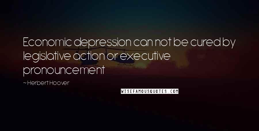 Herbert Hoover Quotes: Economic depression can not be cured by legislative action or executive pronouncement