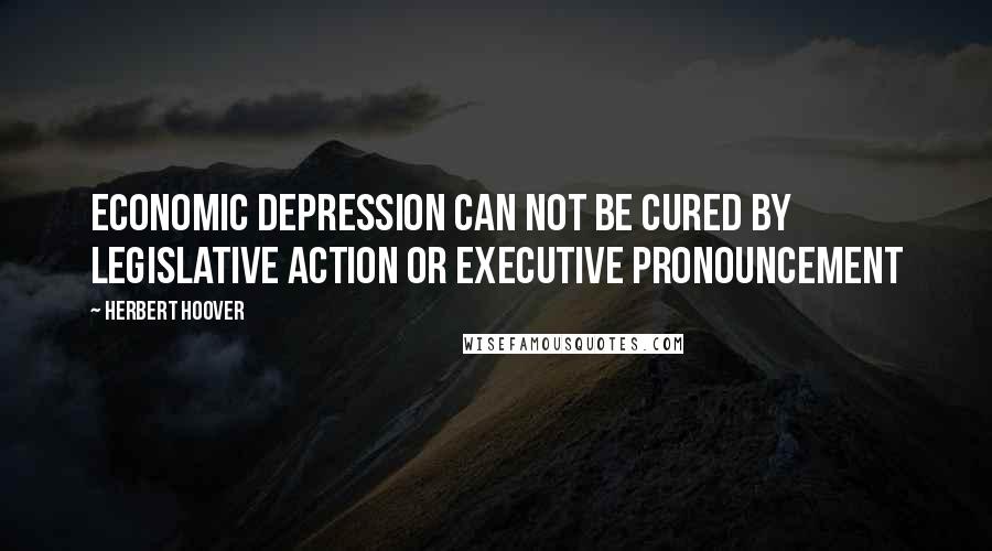 Herbert Hoover Quotes: Economic depression can not be cured by legislative action or executive pronouncement