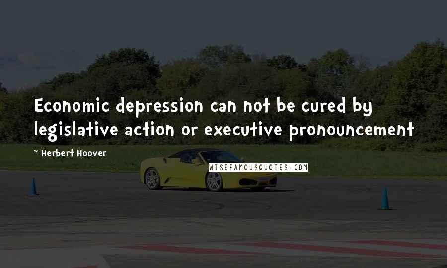 Herbert Hoover Quotes: Economic depression can not be cured by legislative action or executive pronouncement