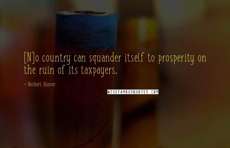 Herbert Hoover Quotes: [N]o country can squander itself to prosperity on the ruin of its taxpayers.