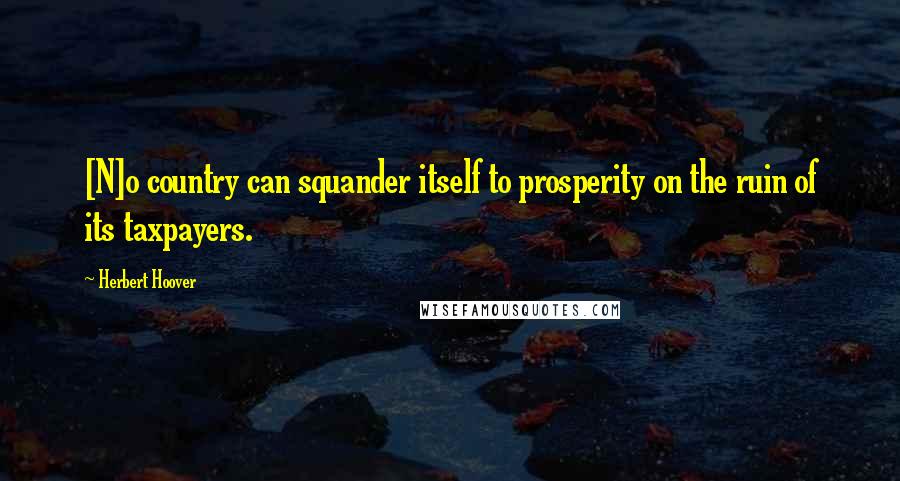 Herbert Hoover Quotes: [N]o country can squander itself to prosperity on the ruin of its taxpayers.