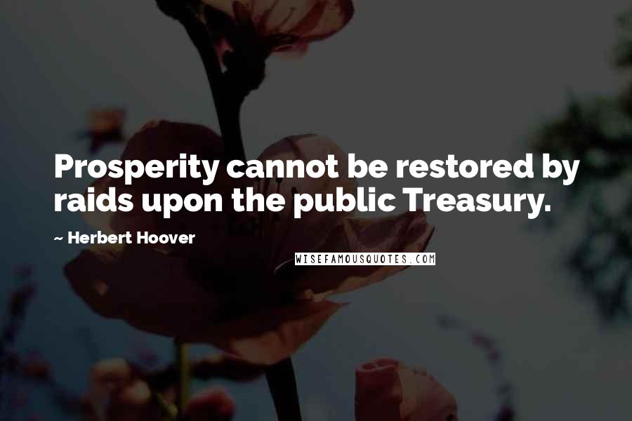 Herbert Hoover Quotes: Prosperity cannot be restored by raids upon the public Treasury.