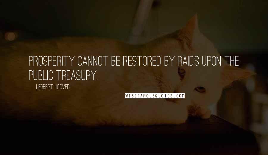 Herbert Hoover Quotes: Prosperity cannot be restored by raids upon the public Treasury.