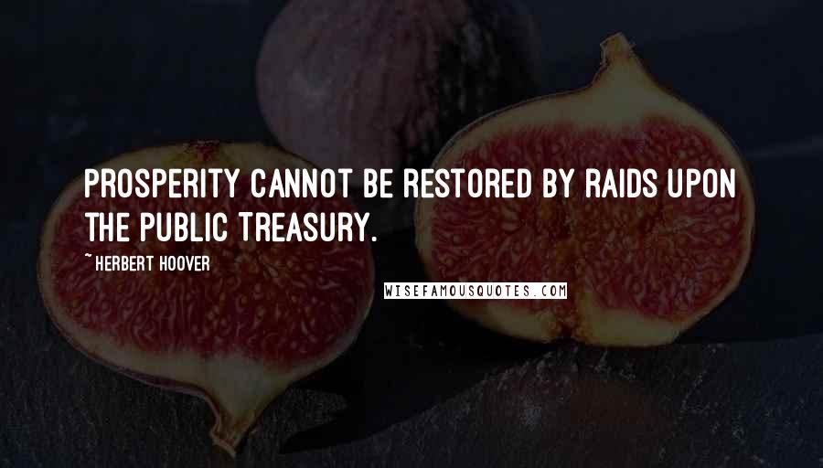 Herbert Hoover Quotes: Prosperity cannot be restored by raids upon the public Treasury.