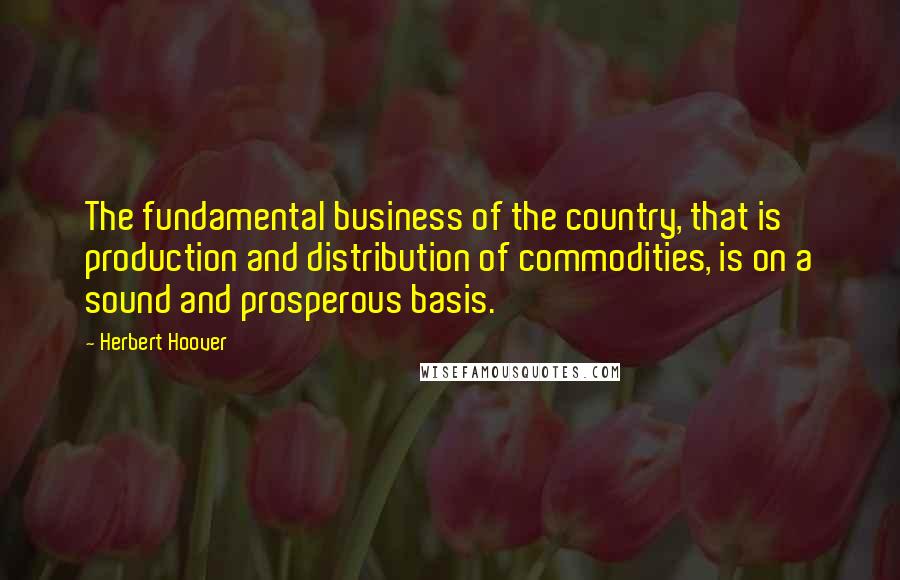 Herbert Hoover Quotes: The fundamental business of the country, that is production and distribution of commodities, is on a sound and prosperous basis.