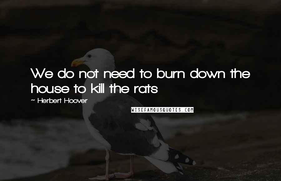 Herbert Hoover Quotes: We do not need to burn down the house to kill the rats