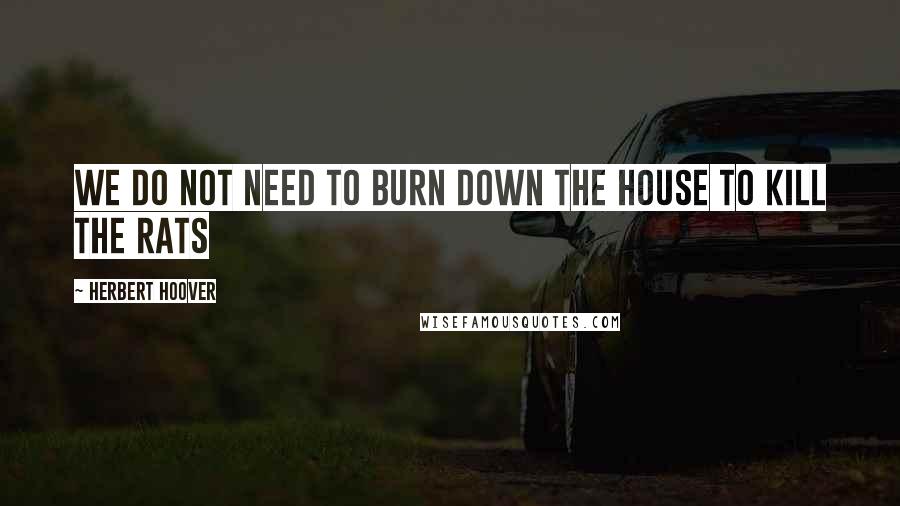 Herbert Hoover Quotes: We do not need to burn down the house to kill the rats