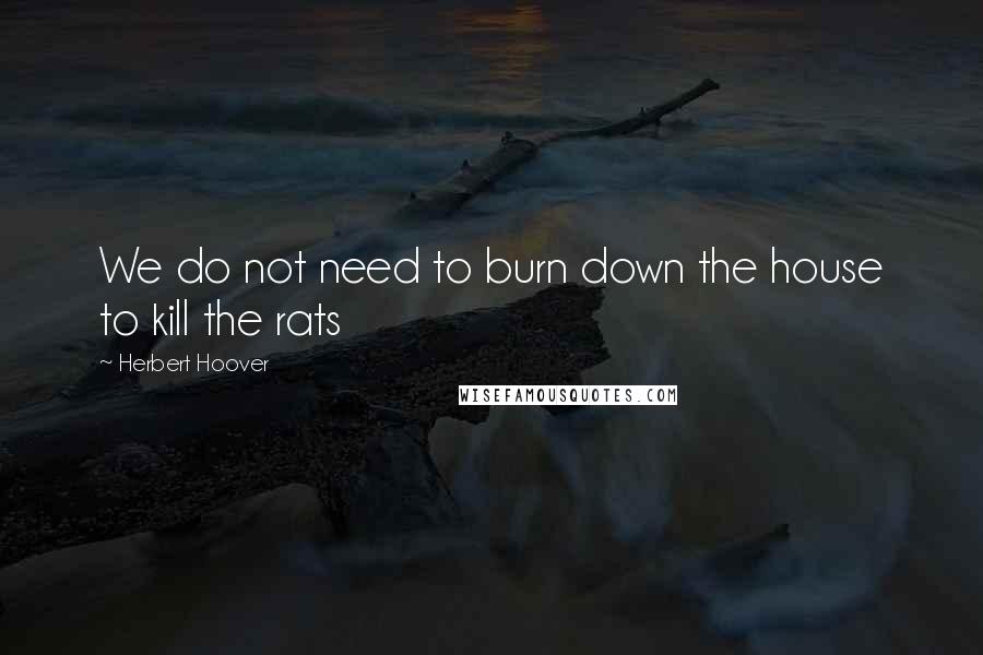 Herbert Hoover Quotes: We do not need to burn down the house to kill the rats