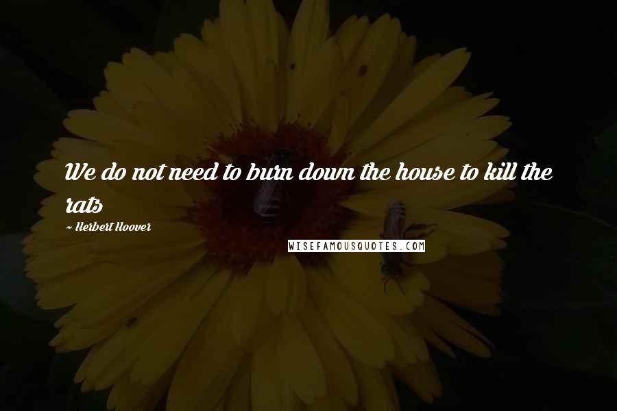 Herbert Hoover Quotes: We do not need to burn down the house to kill the rats