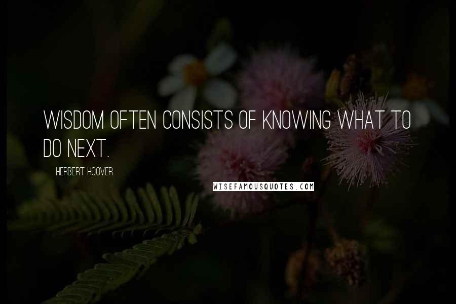 Herbert Hoover Quotes: Wisdom often consists of knowing what to do next.