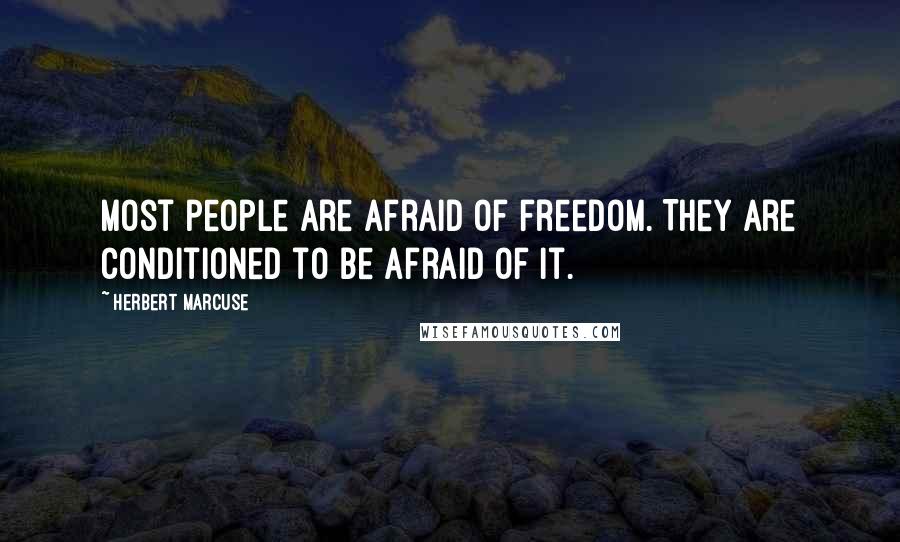 Herbert Marcuse Quotes: Most people are afraid of freedom. They are conditioned to be afraid of it.
