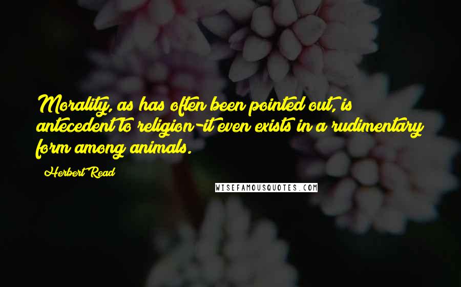 Herbert Read Quotes: Morality, as has often been pointed out, is antecedent to religion-it even exists in a rudimentary form among animals.