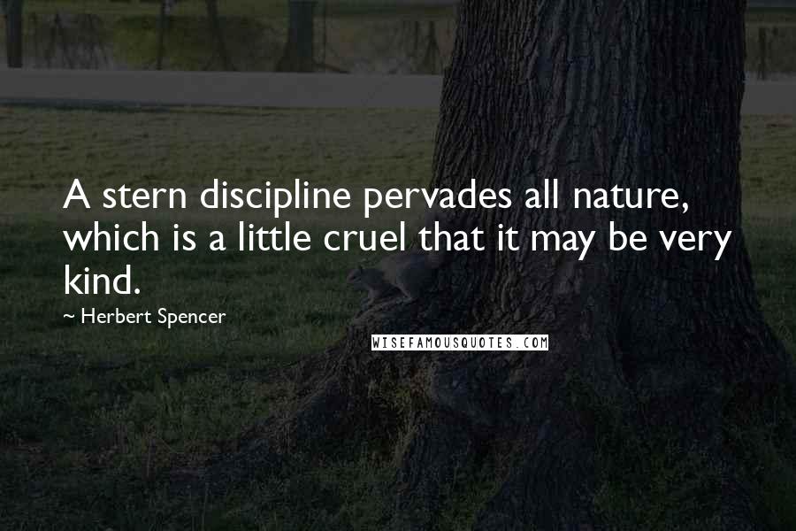 Herbert Spencer Quotes: A stern discipline pervades all nature, which is a little cruel that it may be very kind.