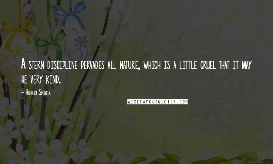 Herbert Spencer Quotes: A stern discipline pervades all nature, which is a little cruel that it may be very kind.