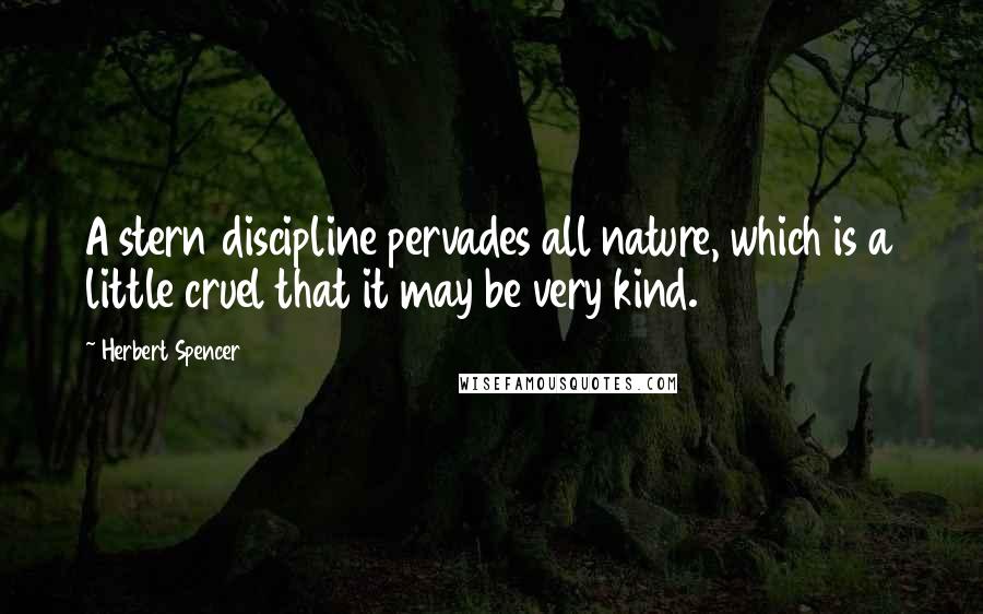 Herbert Spencer Quotes: A stern discipline pervades all nature, which is a little cruel that it may be very kind.