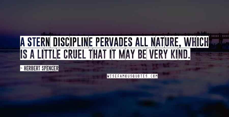 Herbert Spencer Quotes: A stern discipline pervades all nature, which is a little cruel that it may be very kind.