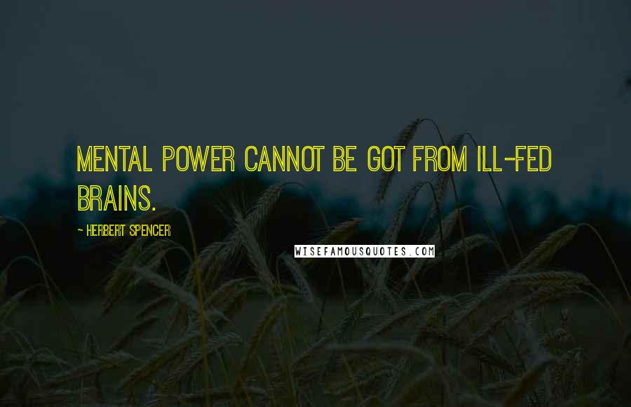 Herbert Spencer Quotes: Mental power cannot be got from ill-fed brains.