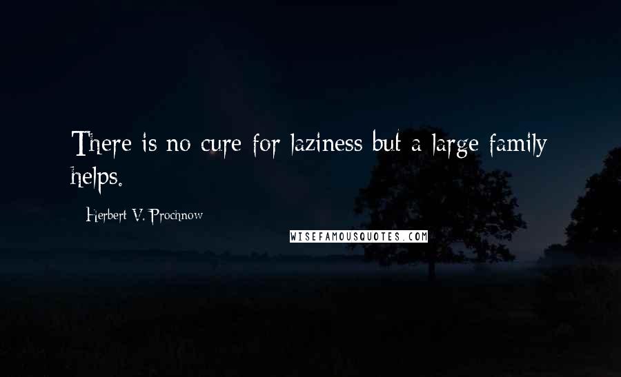 Herbert V. Prochnow Quotes: There is no cure for laziness but a large family helps.