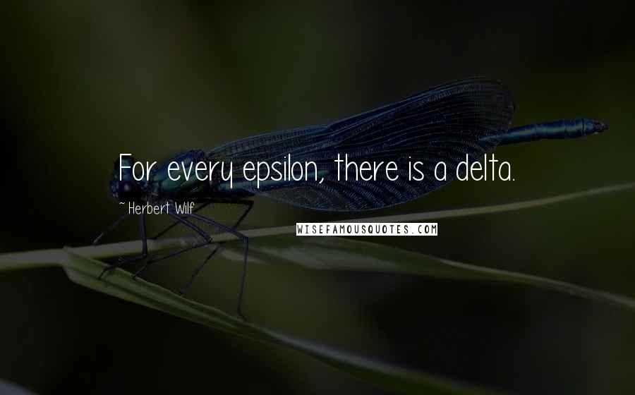 Herbert Wilf Quotes: For every epsilon, there is a delta.