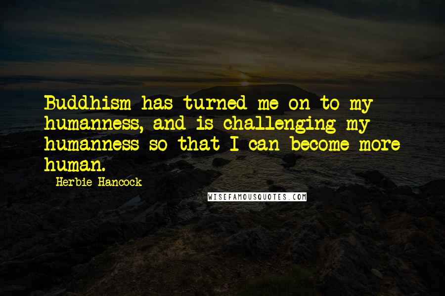 Herbie Hancock Quotes: Buddhism has turned me on to my humanness, and is challenging my humanness so that I can become more human.