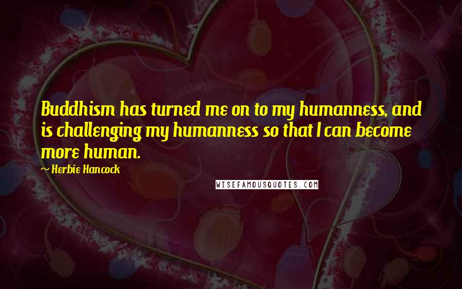 Herbie Hancock Quotes: Buddhism has turned me on to my humanness, and is challenging my humanness so that I can become more human.