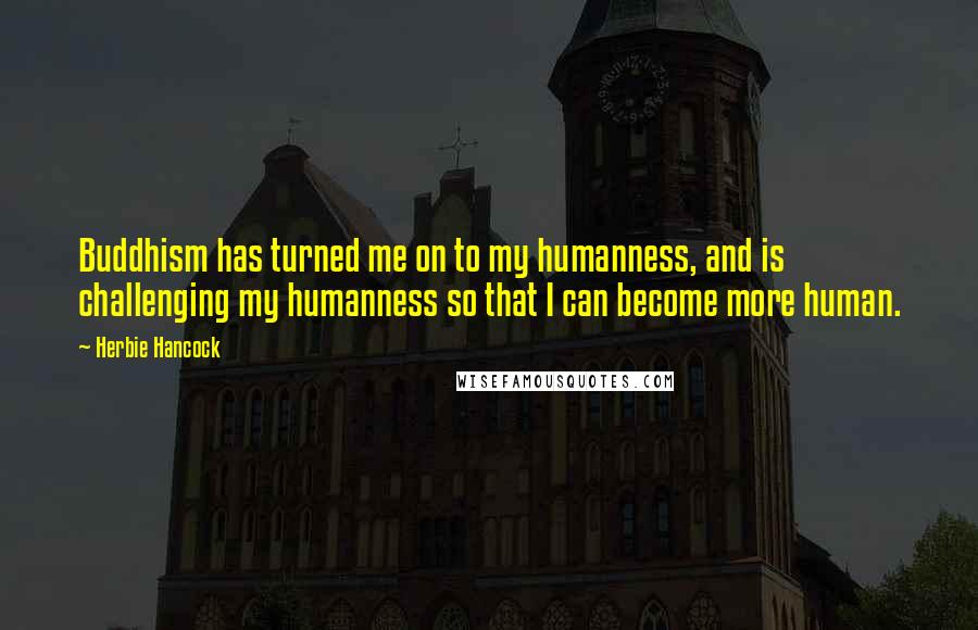 Herbie Hancock Quotes: Buddhism has turned me on to my humanness, and is challenging my humanness so that I can become more human.