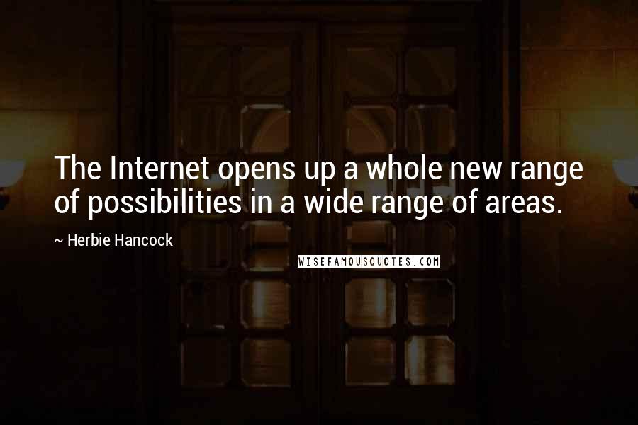 Herbie Hancock Quotes: The Internet opens up a whole new range of possibilities in a wide range of areas.