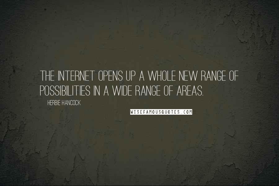 Herbie Hancock Quotes: The Internet opens up a whole new range of possibilities in a wide range of areas.