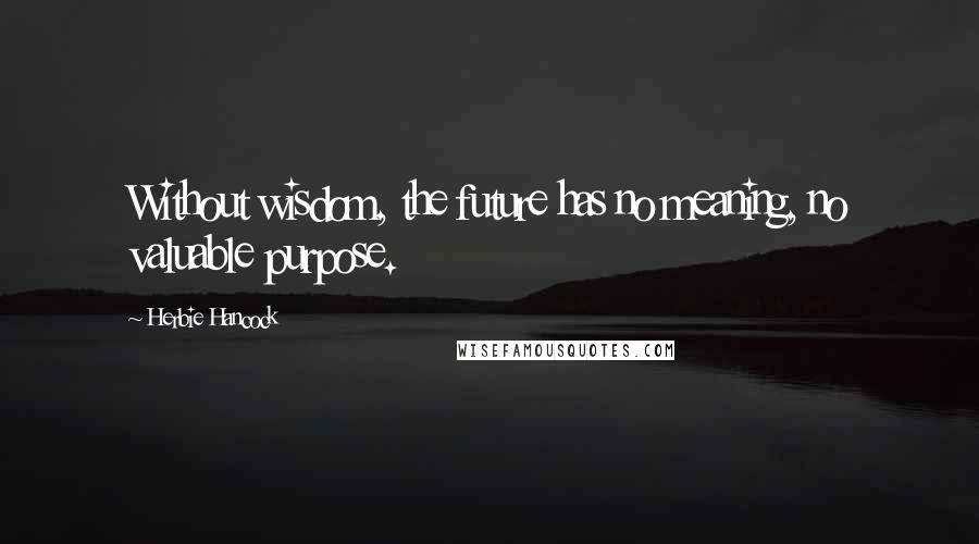 Herbie Hancock Quotes: Without wisdom, the future has no meaning, no valuable purpose.