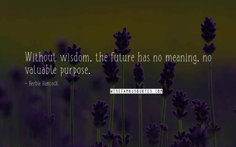 Herbie Hancock Quotes: Without wisdom, the future has no meaning, no valuable purpose.