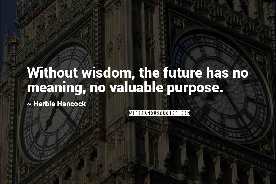 Herbie Hancock Quotes: Without wisdom, the future has no meaning, no valuable purpose.